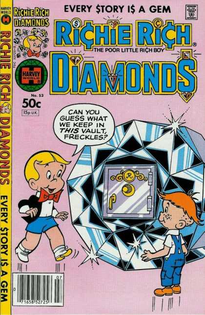 Harvey World Comics - Red Bow - Vault - The Poor Little Rich Boy - Blue Overalls Richie Rich Diamonds 53 - Harvey World Comics - Red Bow - Vault - The Poor Little Rich Boy - Blue Overalls