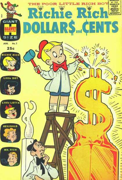 Richie Rich: Dollars & Cents 1 - Harvey Comics - Money - Poor Little Rich Boy - Rich - Sculpting Dollar Sign