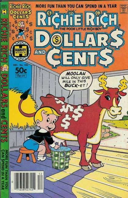 Richie Rich: Dollars & Cents 105 - Richie Rich - Cow - Milking - The Poor Little Rich Boy - Harvey World