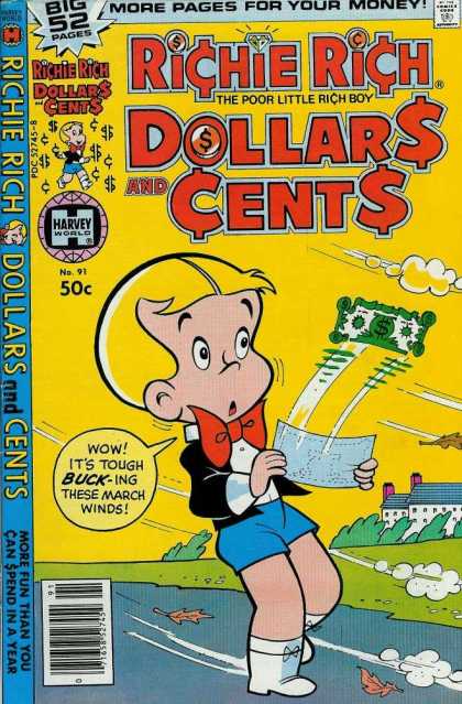 Richie Rich: Dollars & Cents 91 - Wind - Buck - Bow Tie - Blonde Hair - Blue Shorts