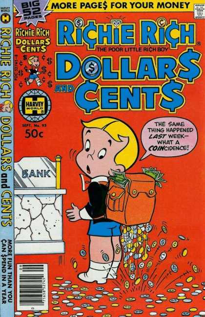 Richie Rich: Dollars & Cents 93 - Harvey World - Richie Rich - Poor Little Rich Boy - Dollars - Cents