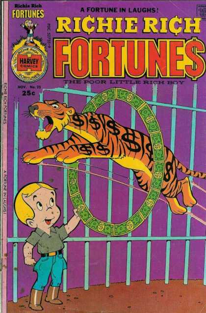 Richie Rich Fortunes 25 - Boy - Tiger Jumping Through Money Circle - Cage - The Poor Little Rich Boy - A Fortune In Laughs