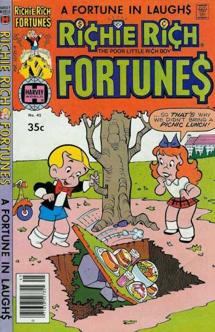 Richie Rich Fortunes 45 - Boy - Girl - Food - Tree - Hole
