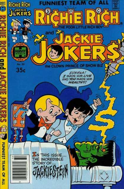 Richie Rich & Jackie Jokers 32 - Funniest Team Of All - Harvey World - Clown Prince Of Show Biz - Eureka - 35 Cents