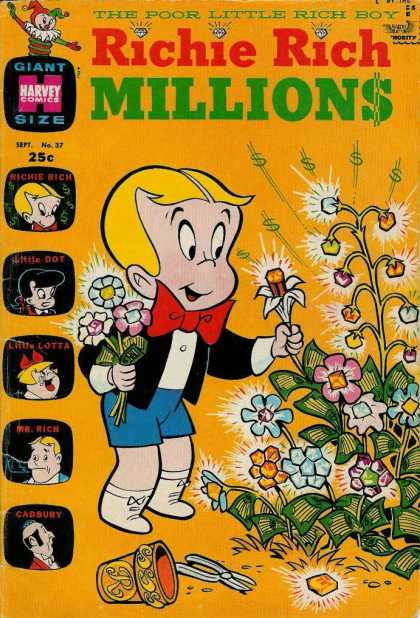 Richie Rich Millions 37 - Giant Size - Harvey Comics - Little Boy - Little Lotta - Bejeweled Flowers