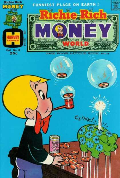 Richie Rich Money World 11 - Coins - Bubbles - Piggy Bank - Pipe - Red Bowtie