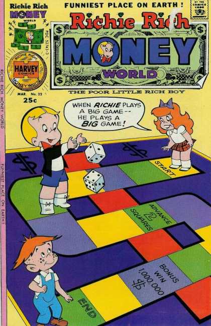 Richie Rich Money World 22 - Dice - Redhead - Harvey Comics - Blonde - Girl