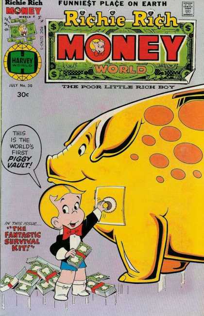 Richie Rich Money World 30 - Richie Rich - Pig - Little Boy - Dollar - The Fantastic Survival Kit