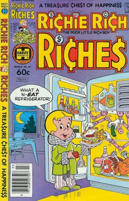 Richie Rich Riches 57 - Night - Kitchen - Refrigerator - Pajamas - Snack