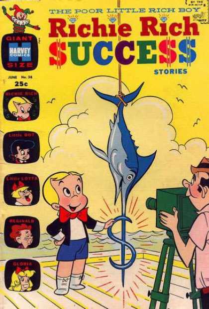 Richie Rich Success Stories 38 - The Poor Little Rich Boy - Harvey Comics - Gloria - Giant Size - Fish In Dollar