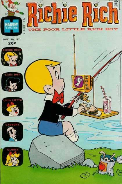 Richie Rich 117 - Television - Fishing Rod - River - Little Dot - Little Lotta