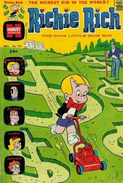 Richie Rich 123 - Maze - Dollar Sign - House - Lawnmower - Bow Tie