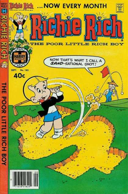 Richie Rich 182 - Now Every Month - The Poor Little Rich Boy - 40 Cents - Playing Golf - Harvey World