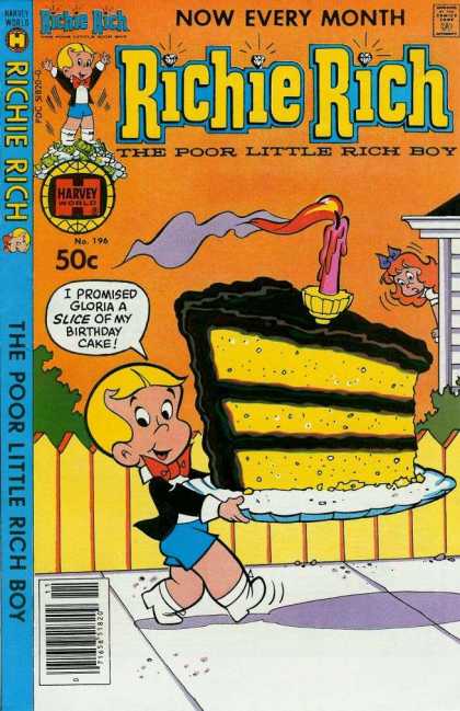 Richie Rich 196 - Cake - Small Girl - Candle - Fence - Slice