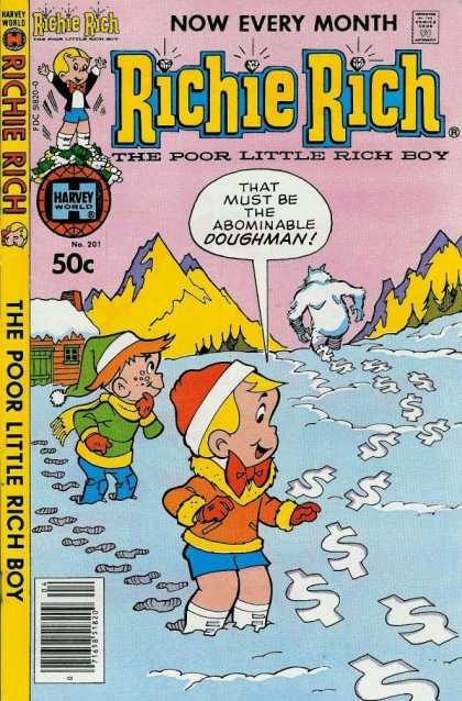 Richie Rich 201 - Harvey World Comics - Richie Rich - Abominable Doughman - The Poor Little Rich Boy - No 201