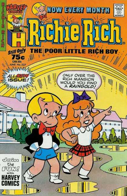 Richie Rich 227 - School - Bows - Girl - Pointing - Rainbow