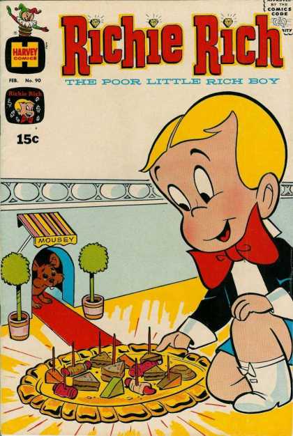 Richie Rich 90 - Approved By The Comics Code - Harvey Comics - Boy - Mousey - Food