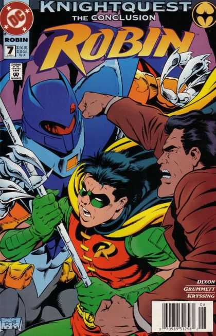 Robin 7 - Knight Quest - Steel Rod - Villian With Steel Claws - Man In Brown Suit - Batman Symbol - Tom Grummett