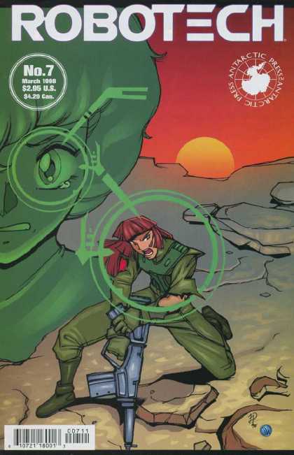 Robotech (1997) 7 - Gun - Mountains - Green Person - Sunset - Rocks