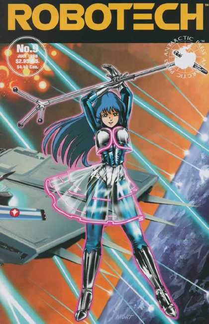 Robotech (1997) 9 - Microphone - Microphone Stan - Baton Twirling - Neon Edge Tracing - Neon Pink Dress