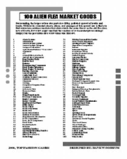 Role Playing Games - 100 Alien Flea Market Goods