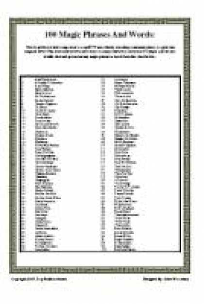 Role Playing Games - 100 Magic Words And Phrases