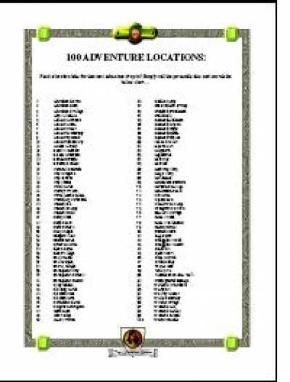 Role Playing Games - 100 Adventure Locations