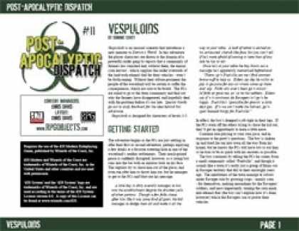Role Playing Games - Post-Apocalyptic Dispatch (#11): Vespuloids