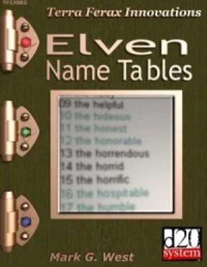 Role Playing Games - Elven Name Tables