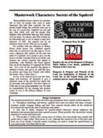 Role Playing Games - Masterwork Characters: Secrets of the Squirrel
