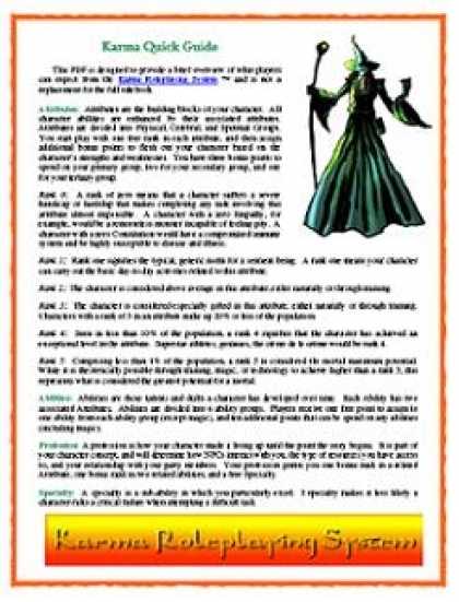 Role Playing Games - Karma Quick Guide
