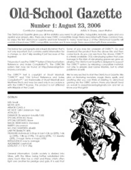 Role Playing Games - Old-School Gazette #1