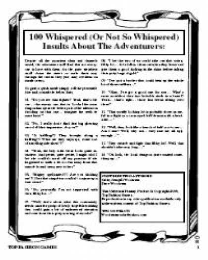 Role Playing Games - 100 
Whispered Insults About The Adventurers