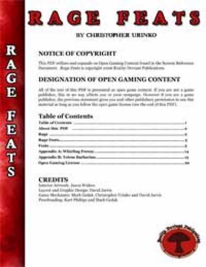 Role Playing Games - RDP: Rage Feats