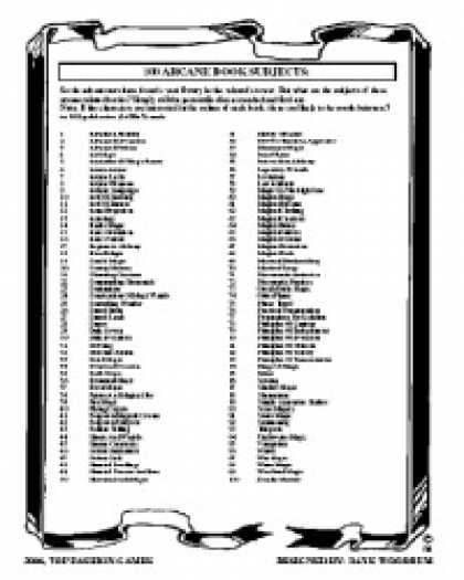 Role Playing Games - 100 Arcane Book Subjects
