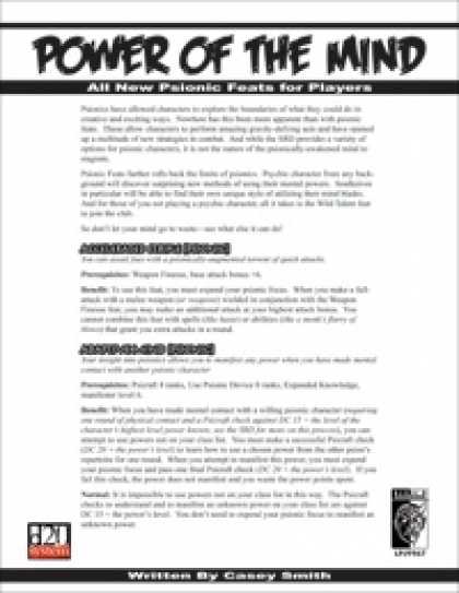 Role Playing Games - Power of the Mind