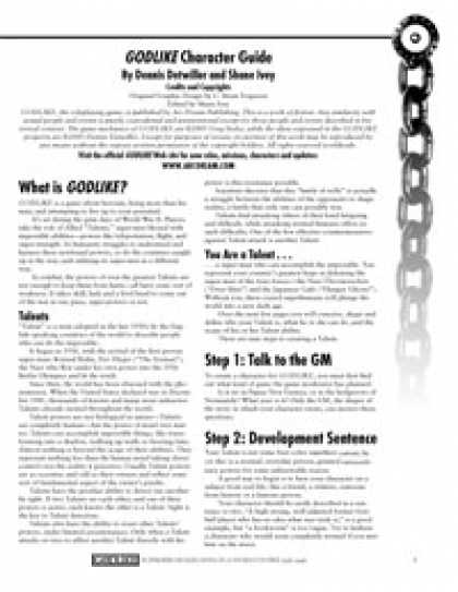 Role Playing Games - GODLIKE Character Guide