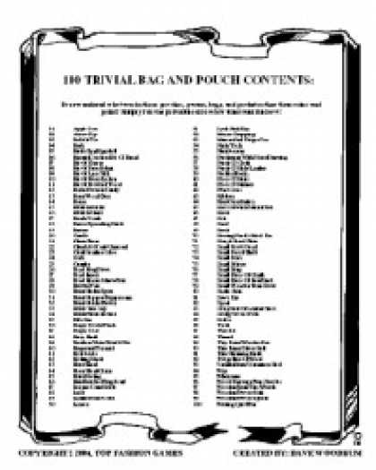 Role Playing Games - 100 Bag And Pouch Contents