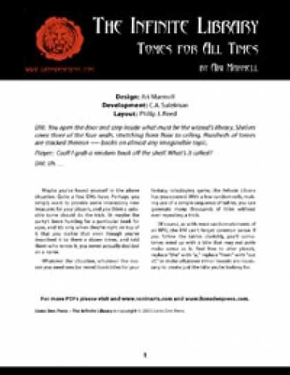 Role Playing Games - Lions Den Press: The Infinite Library