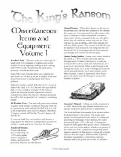 Role Playing Games - The King's Ransom: Misc Items and Equipment, Vol. I