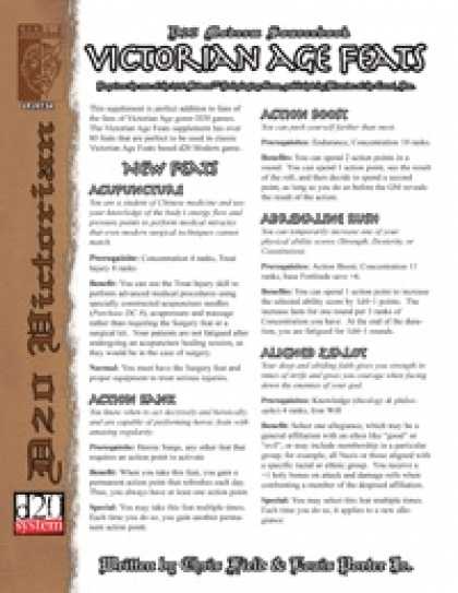 Role Playing Games - Victorian Age Feats