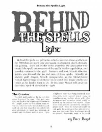 Role Playing Games - Behind the Spells: Light