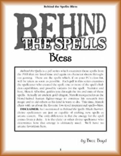Role Playing Games - Behind the Spells: Bless