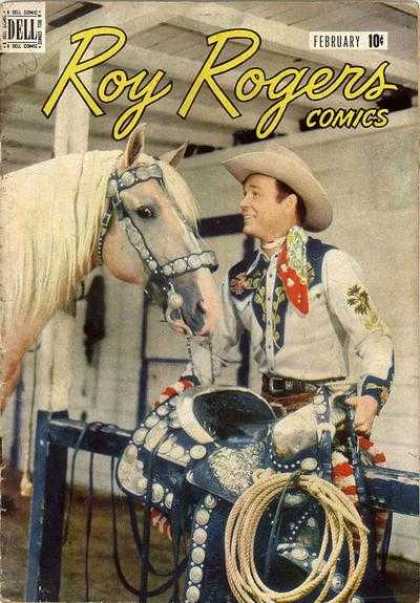 Roy Rogers Comics 2 - February - Cowboy Hat - Studded Saddle - Horse - Blue Fence