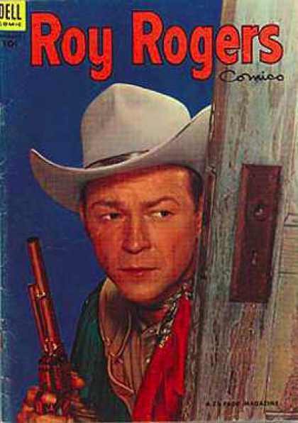 Cowboy - Hat - Gun - Door - Dell Roy Rogers Comics 74 - Cowboy - Hat - Gun - Door - Dell
