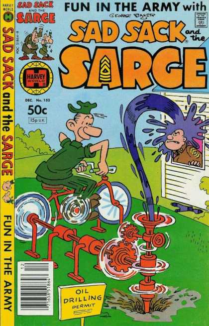 Sad Sack and the Sarge 152 - Approved By The Comics Code Authority - George Baker - Fun In The Army - Oil Drilling - Cycle