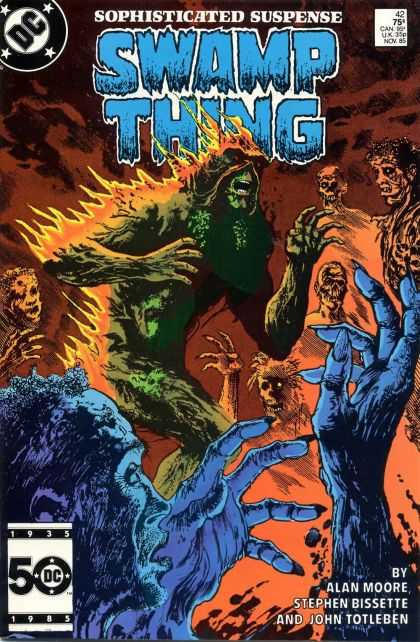 Saga of the Swamp Thing 42 - Suspense - Creatures - Flames - On Fire - Skeletons - John Totleben