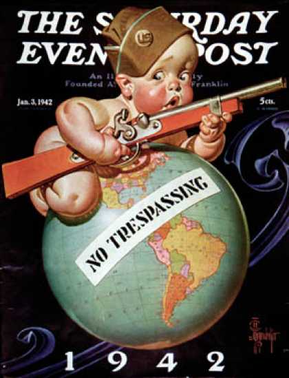 Saturday Evening Post - 1942-01-03: No Trespassing (J.C. Leyendecker)