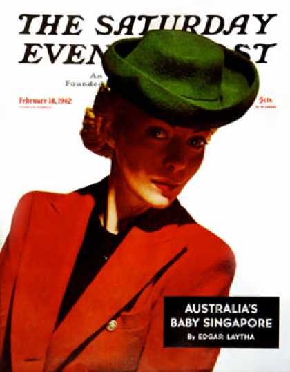 Saturday Evening Post - 1942-02-14: Green Hat (Henry Waxman)