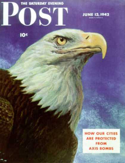 Saturday Evening Post - 1942-06-13: Closeup of Bald Eagle (W.W. Calvert)